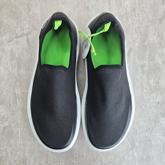 OOFOS OOmega eeZee Shoes Womens 8 Black White Recovery Comfort Platform Slip On - Picture 2 of 12